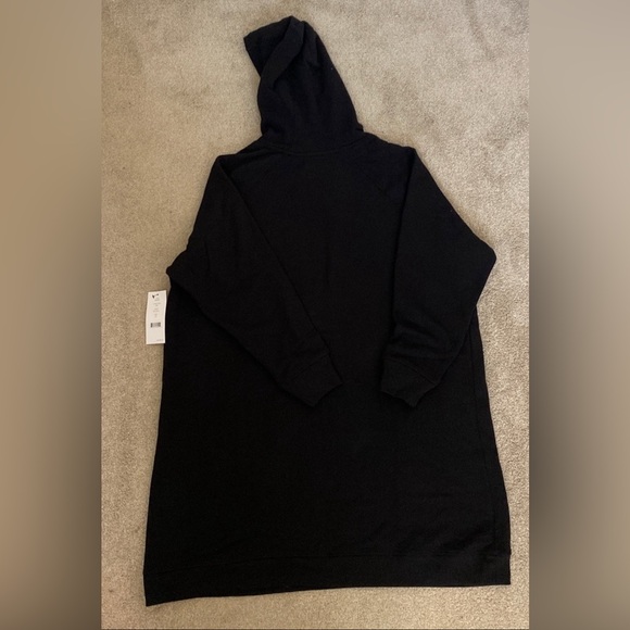 DKNY Plus Size Hoodie Drawstring Midi Dress Long Sleeve Pullover Black Gold 2X - Picture 4 of 7